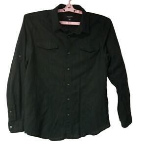Structure Womens Fast Tac Long Sleeve Modern Fit Button up Shirt Black Size L/G‎